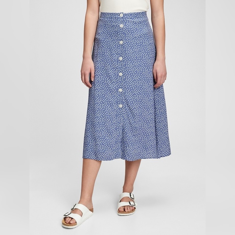 GAP Blue Polka Dot Button-Down Skirt